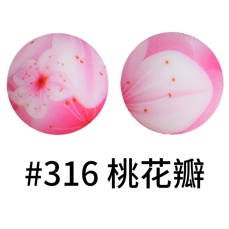 Wholesale 50pcs 16mm Print Silicone Beads Colorful Silicone Water Transfer Beads